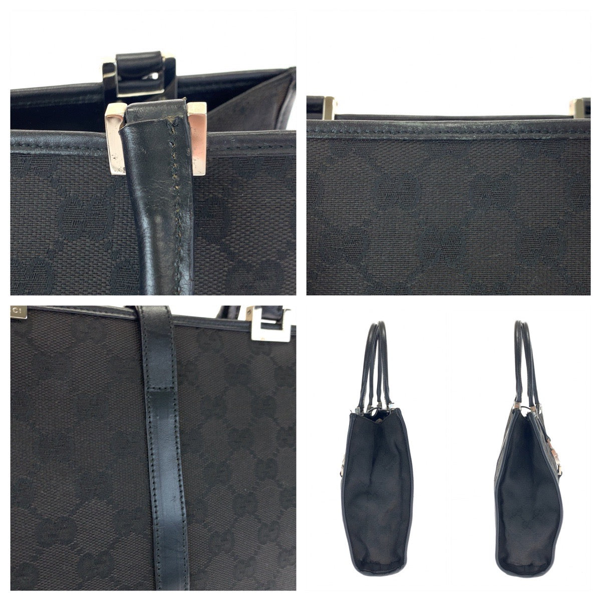 19851
GUCCI Jackie Black Silver Hardware GG Canvas 002 1065 Tote Bag Handbag Women's ABP34