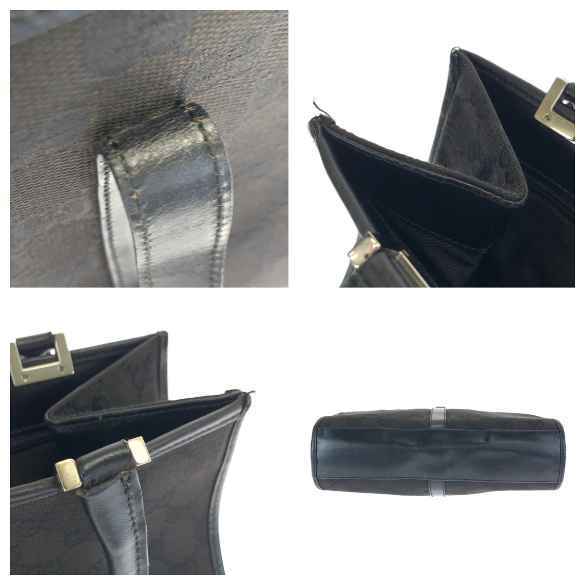 19851
GUCCI Jackie Black Silver Hardware GG Canvas 002 1065 Tote Bag Handbag Women's ABP34