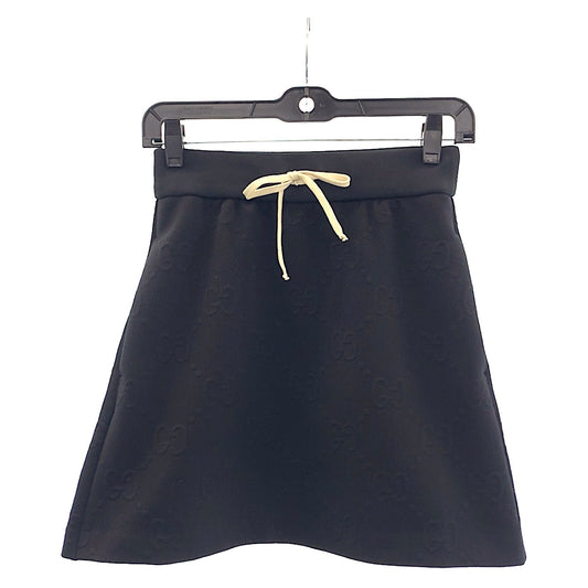 19852
GUCCI グッチ エンボス GG柄 ジャージージャガード サイズXXS ブラック 黒 ホワイト コットン 655183 ミニスカート ジャージスカート レディース ABP36