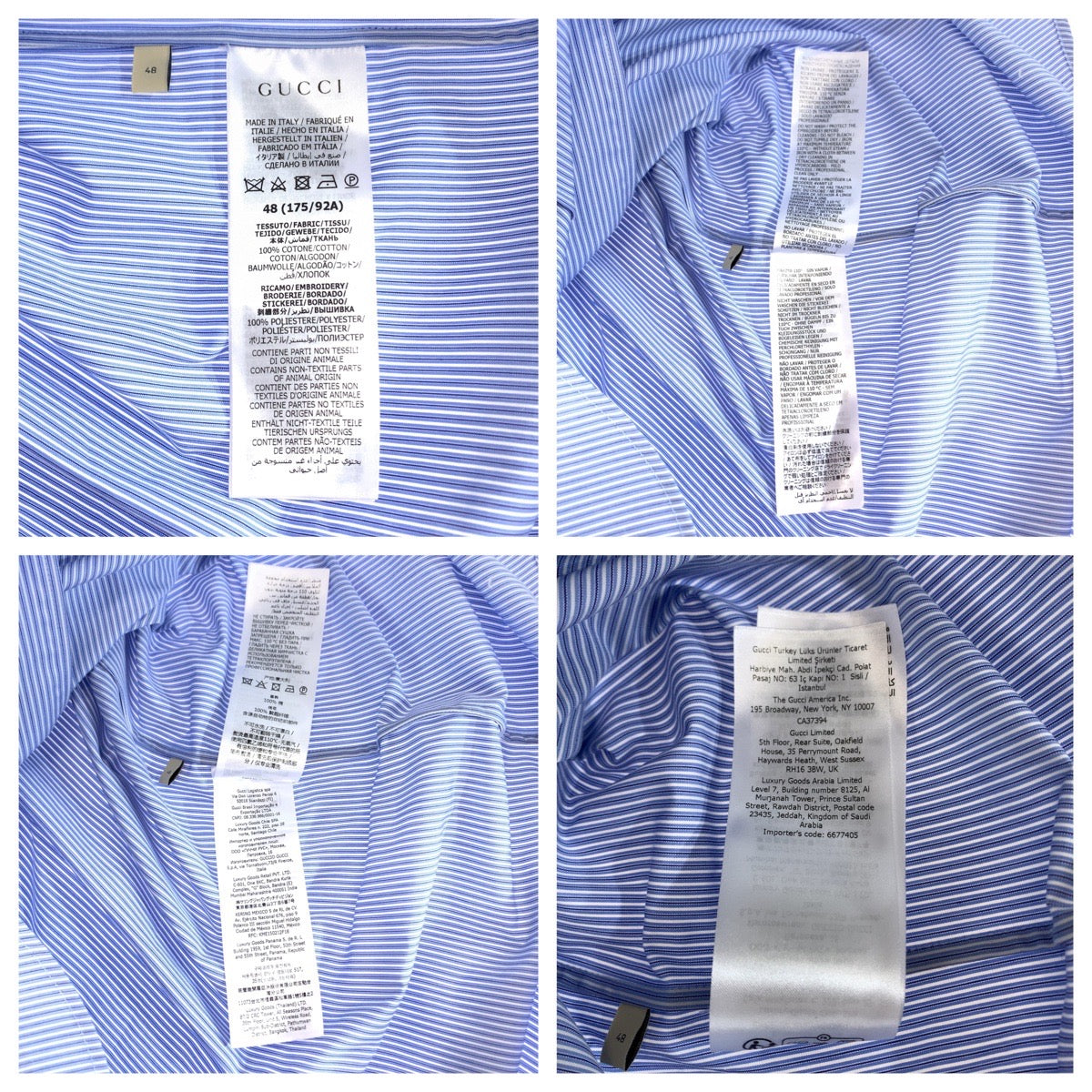 19853
GUCCI グッチ 23SS エンブロイダリー ロゴ刺繍 サイズ48 ブルー ホワイト コットン 740320 ZANHM 半袖シャツ カットソー メンズ SA44
