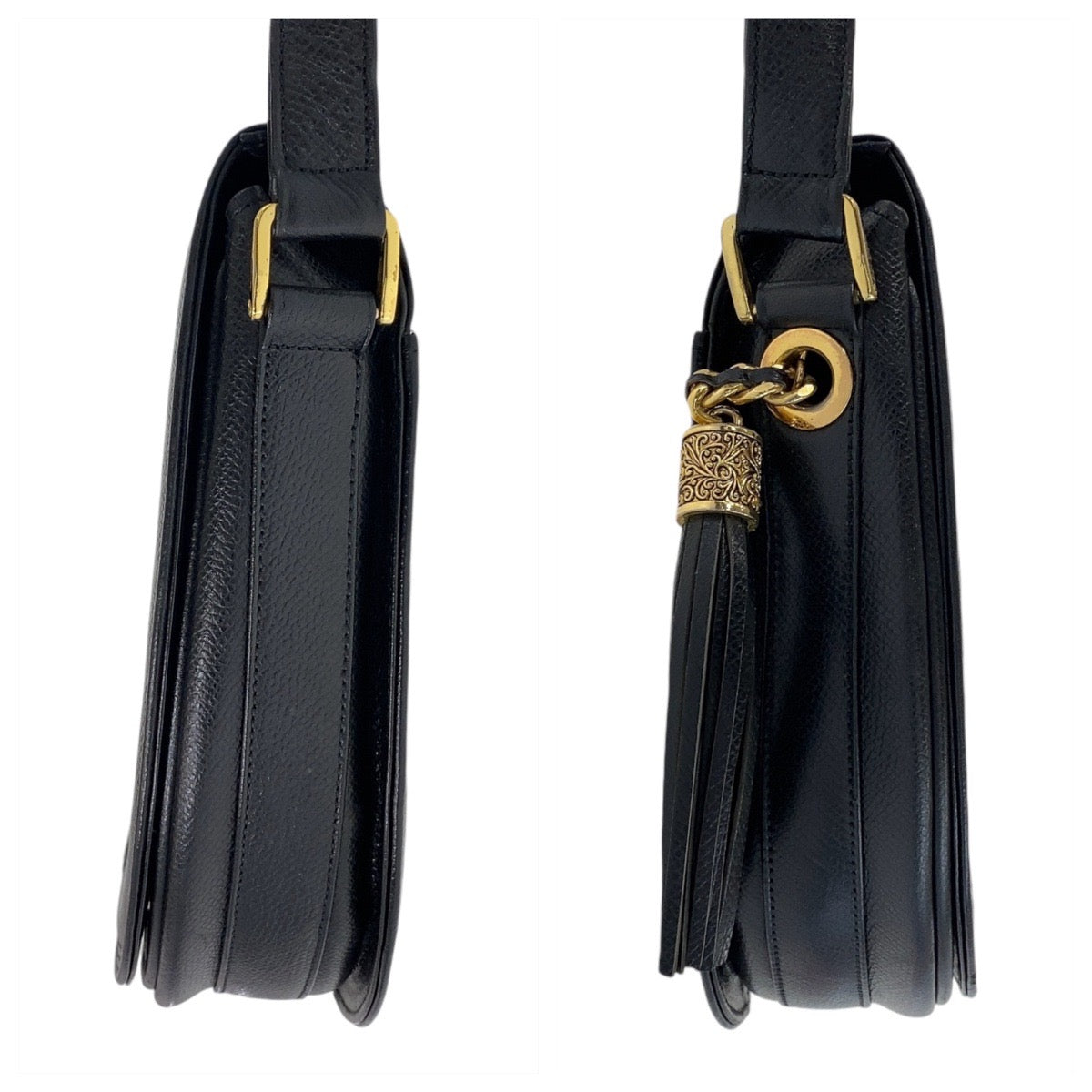 Valentino Garavani ヴァレンティノ ガラヴァーニ ヴィンテージ ブラック 黒 ゴールド金具 レザー 斜め掛け ショルダーバッグ ポシェット  レディース A