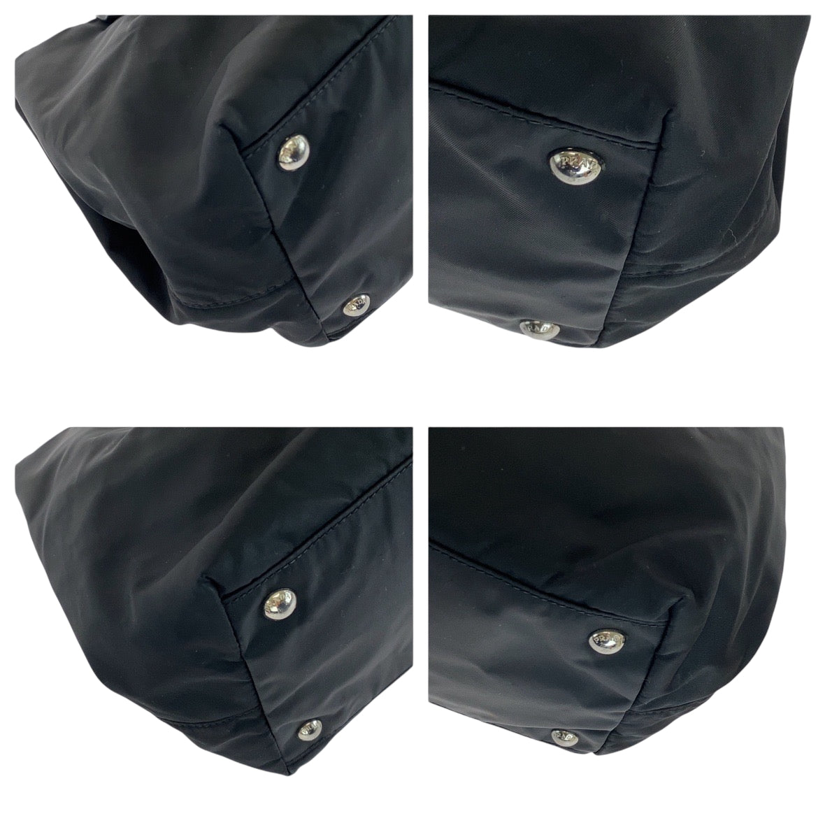 PRADA プラダ テスート リボン 三角ロゴプレート ブラック 黒 シルバー金具 ナイロン BN1601 トートバッグ ハンドバッグ  レディース ABP