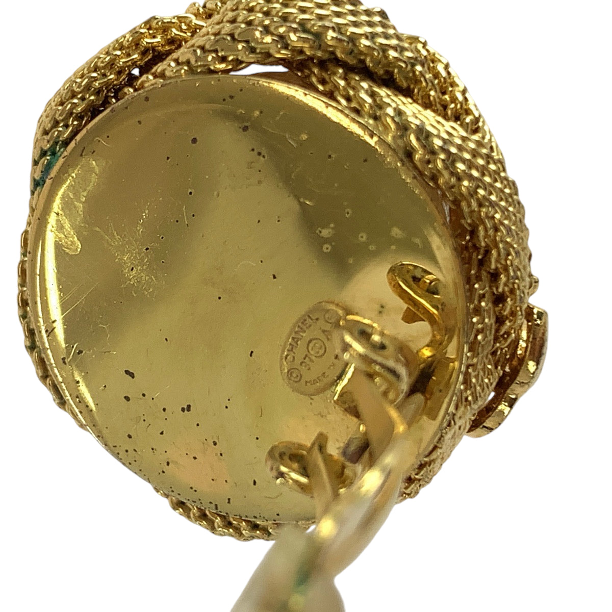 19856
CHANEL シャネル パール ココマーク ゴールド ホワイト メタル / パール イヤリング 97 A刻印 レディース AB32