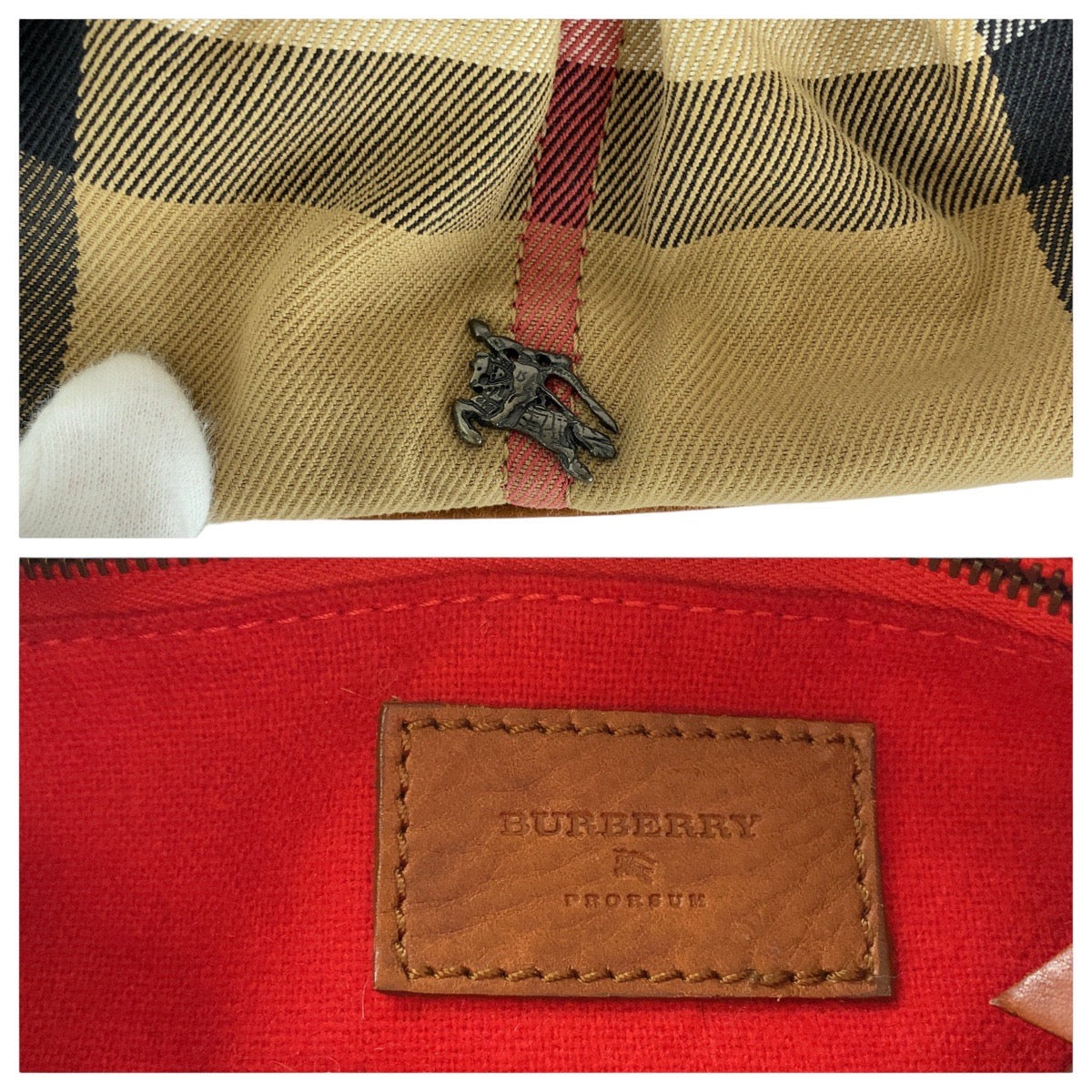 19857
BURBERRY バーバリー プローサム チェック柄 ブラウン ベージュ ガンメタ金具 キャンバス / レザー ショルダーバッグ レディース ABP35