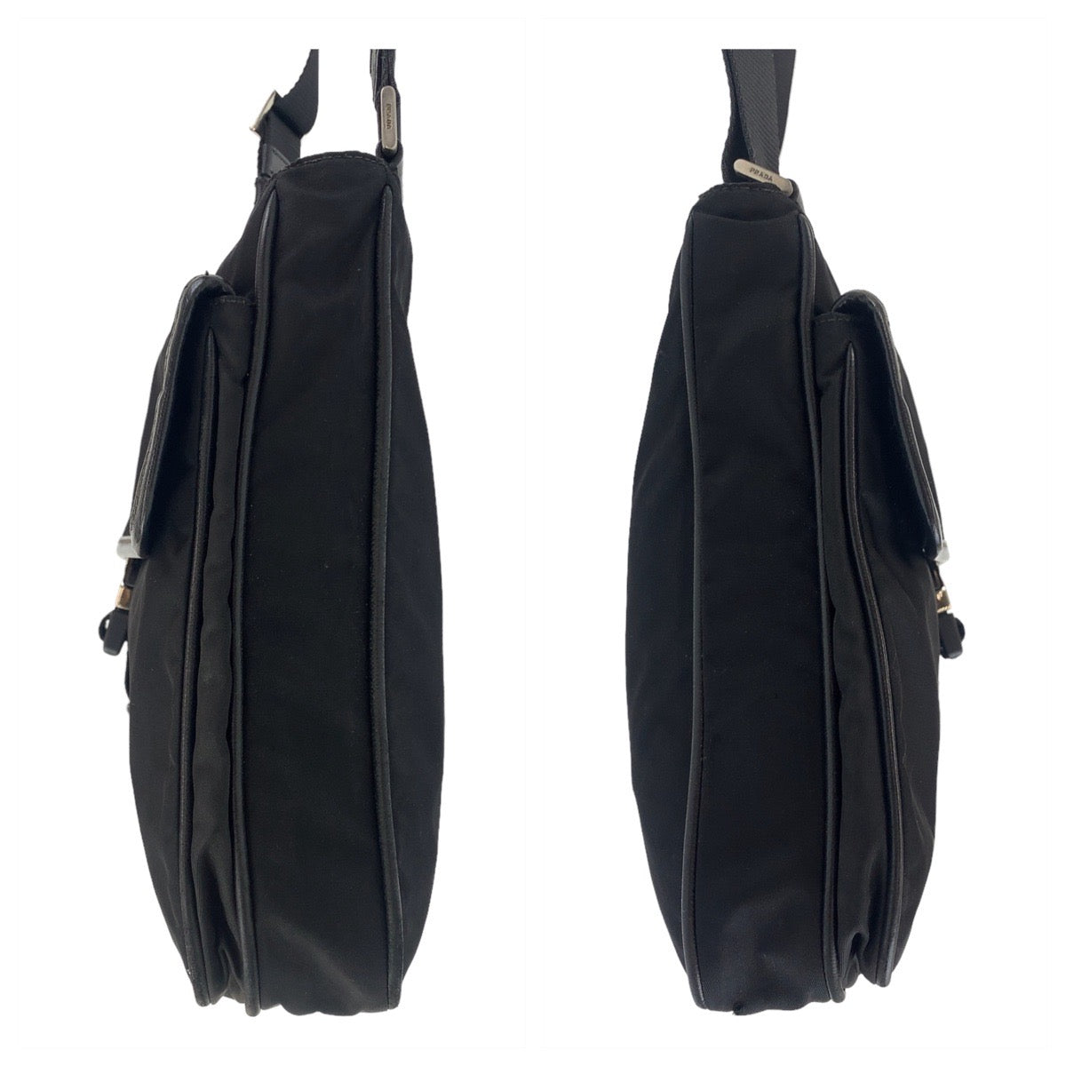 19858
PRADA プラダ テスート 三角ロゴプレート ブラック シルバー金具 ナイロン ショルダーバッグ メッセンジャーバッグ メンズ ABP