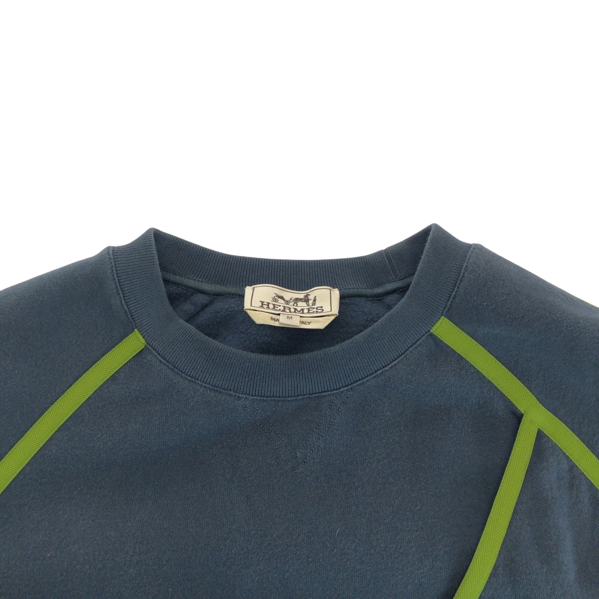 19860
HERMES エルメス ゴスコロレ サイズM ダークグリーン ライトグリーン コットン スウェットシャツ トレーナー メンズ AB35