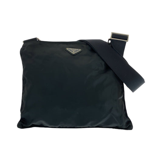PRADA プラダ テスート 三角ロゴプレート ブラック 黒 シルバー金具 ナイロン ショルダーバッグ サコッシュ 男女兼用  メンズ ABP