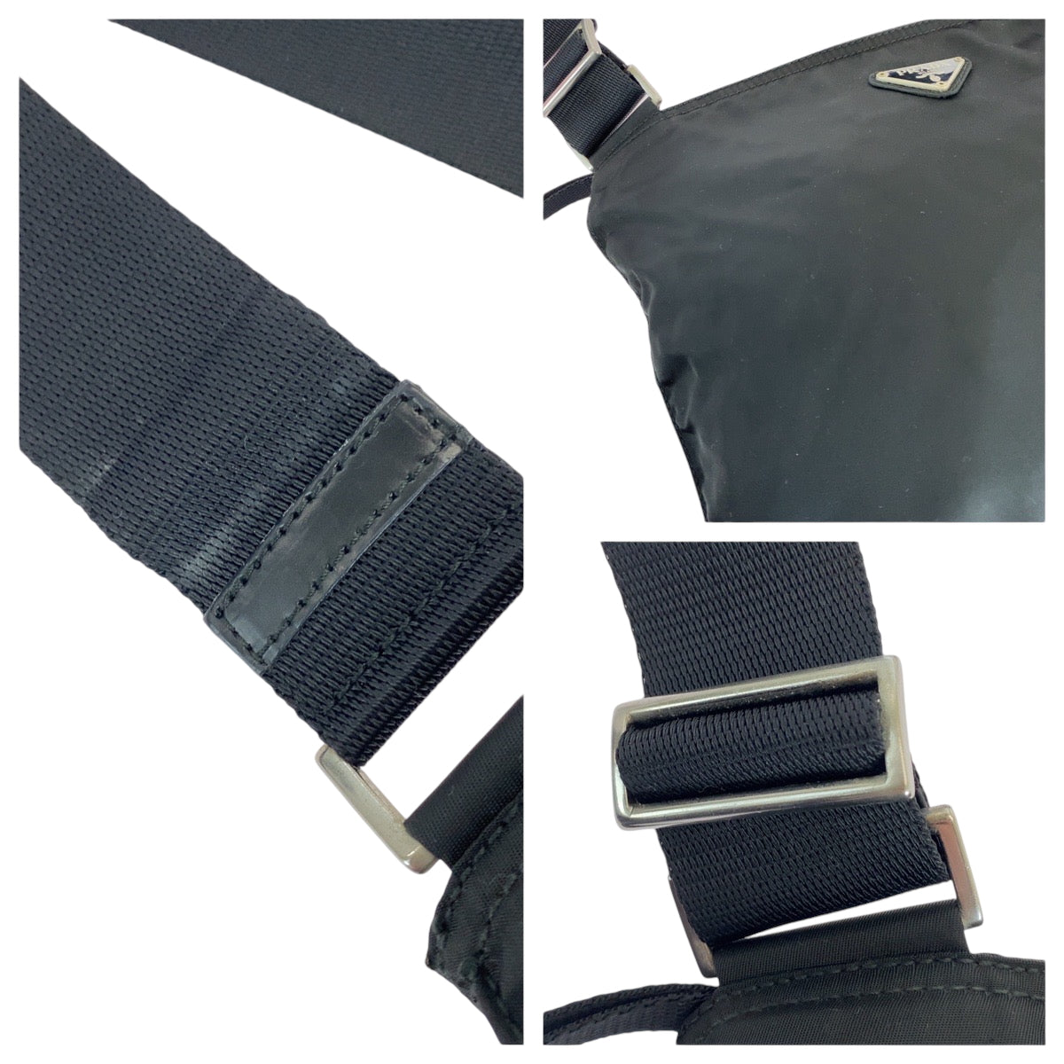 PRADA プラダ テスート 三角ロゴプレート ブラック 黒 シルバー金具 ナイロン ショルダーバッグ サコッシュ 男女兼用  メンズ ABP