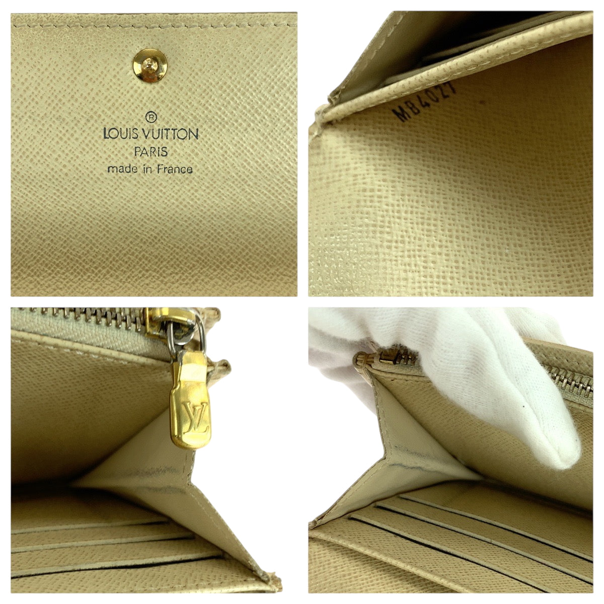 19867
LOUIS VUITTON ルイヴィトン ダミエ アズール ポルトフォイユ サラ ホワイト グレー ゴールド金具 PVC N61735 長財布 ロングウォレット レディース AB22