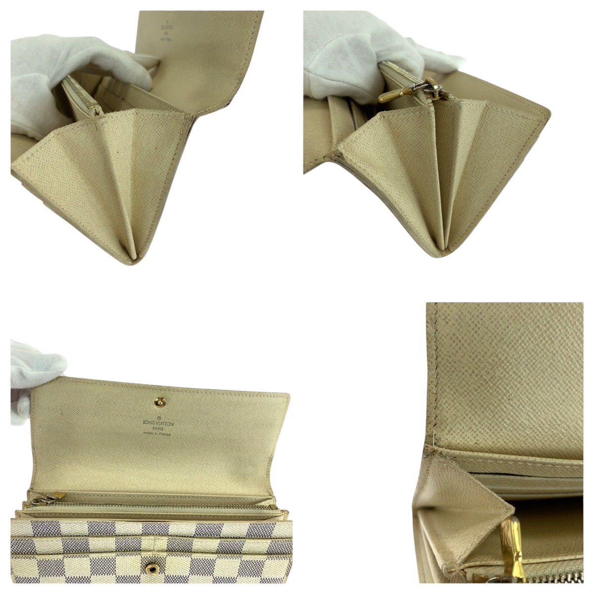 19867
LOUIS VUITTON ルイヴィトン ダミエ アズール ポルトフォイユ サラ ホワイト グレー ゴールド金具 PVC N61735 長財布 ロングウォレット レディース AB22
