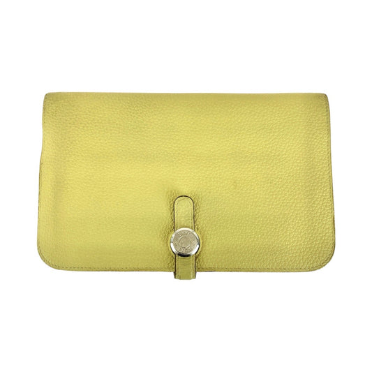 HERMES エルメス ドゴンGM ジョーヌプッサン シルバー金具 トゴ 長財布 ロングウォレット 男女兼用 □R刻印  レディース AB