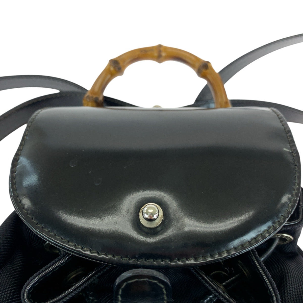 19871
GUCCI Bamboo Black Silver Hardware Leather 003 1998 0030 Backpack Daypack Women's ABP