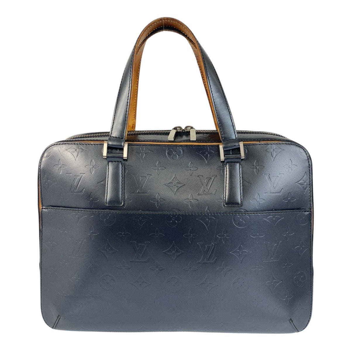 19873
LOUIS VUITTON Monogram Matte Malden Navy Silver Hardware Leather M55132 Business Bag Tote Bag Men's AB38