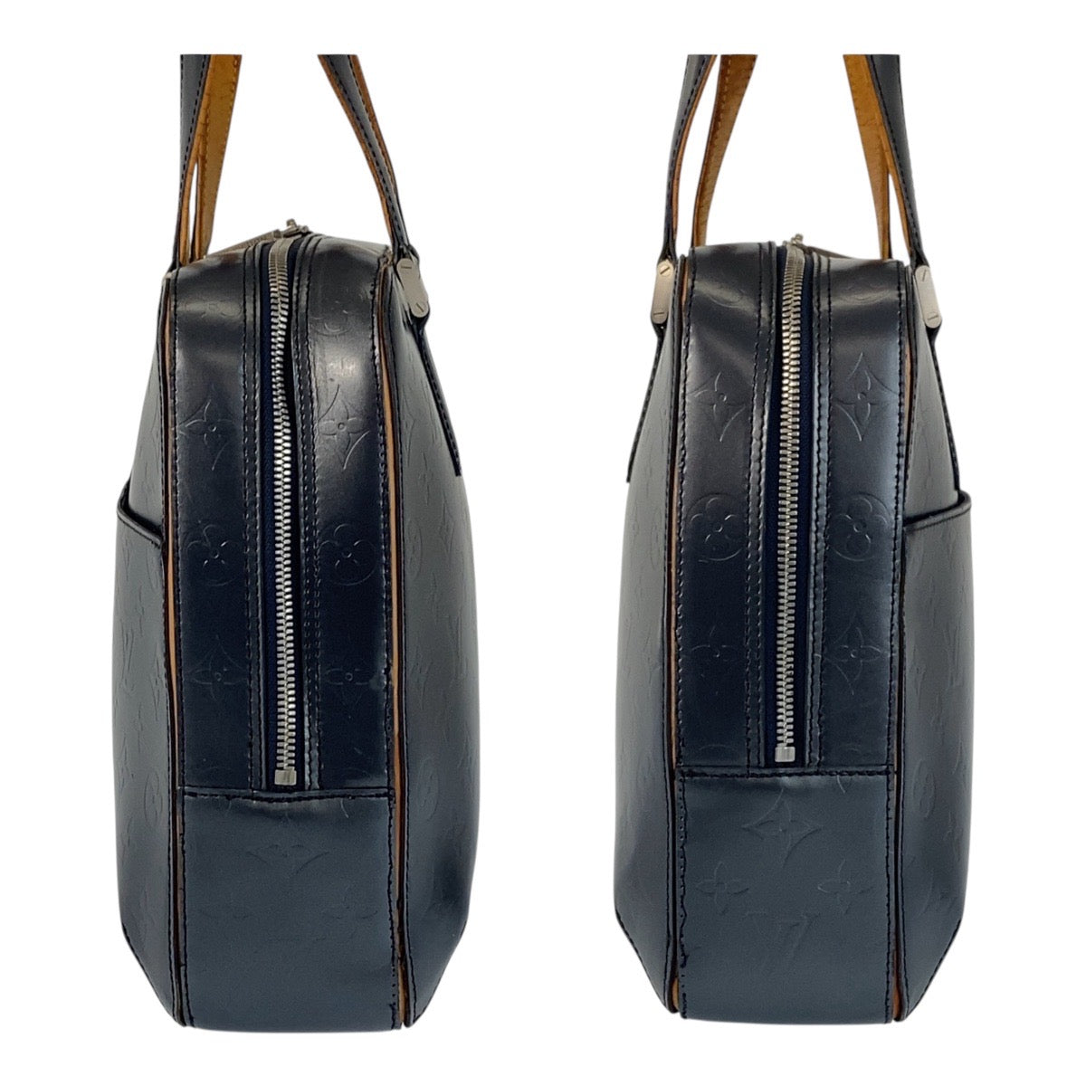 19873
LOUIS VUITTON Monogram Matte Malden Navy Silver Hardware Leather M55132 Business Bag Tote Bag Men's AB38