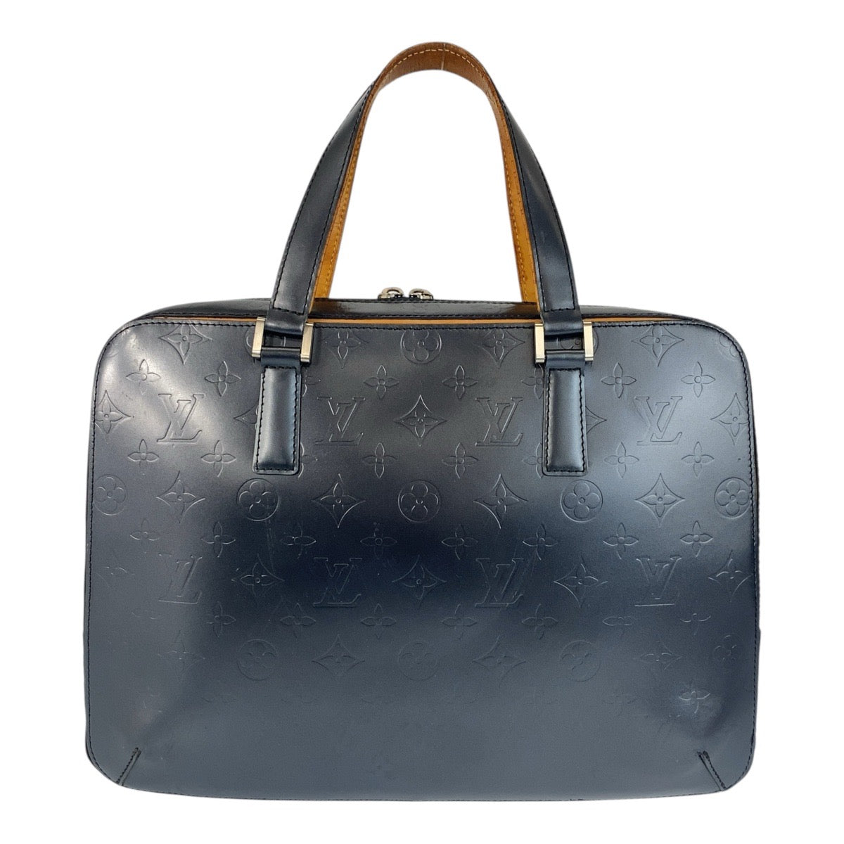19873
LOUIS VUITTON Monogram Matte Malden Navy Silver Hardware Leather M55132 Business Bag Tote Bag Men's AB38