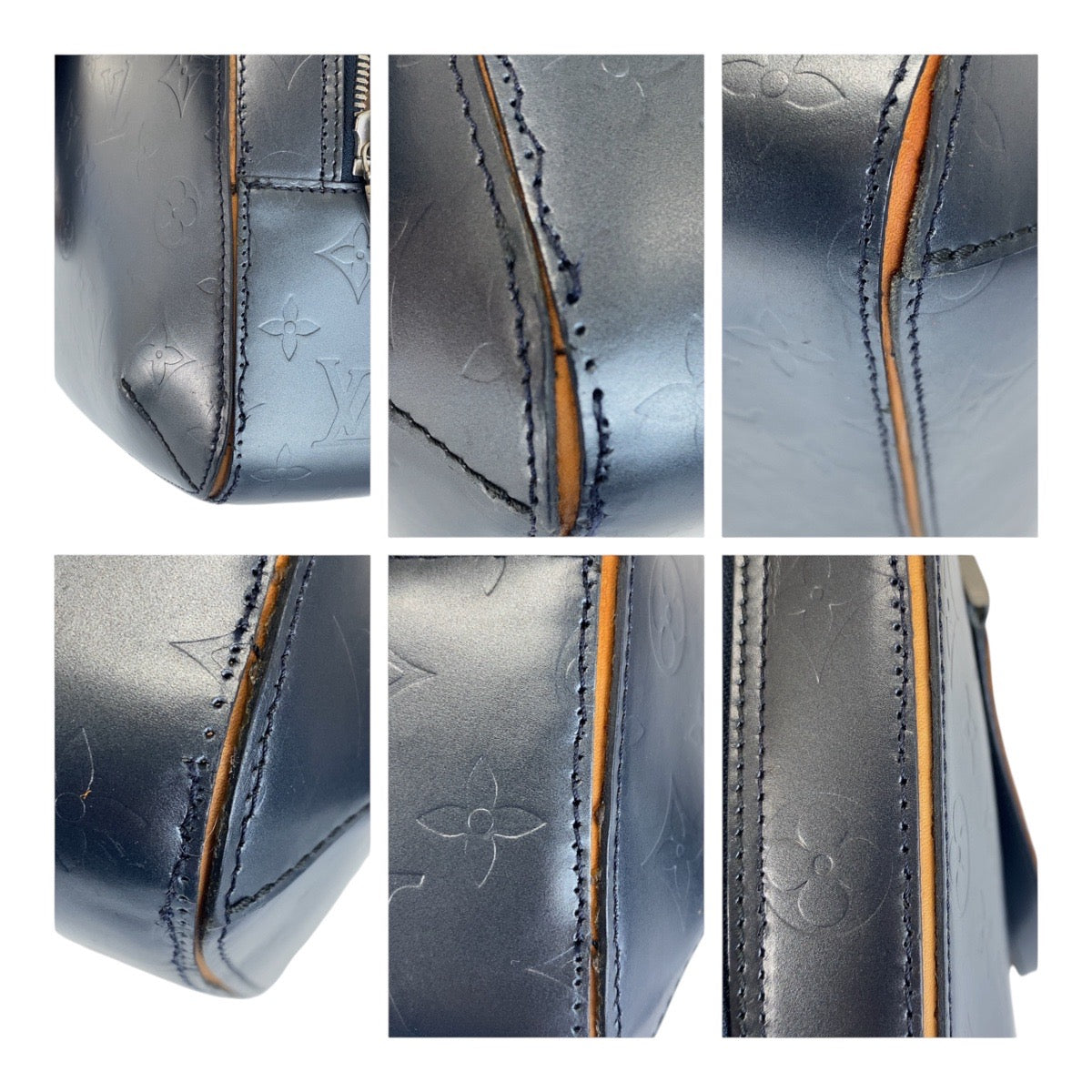 19873
LOUIS VUITTON Monogram Matte Malden Navy Silver Hardware Leather M55132 Business Bag Tote Bag Men's AB38