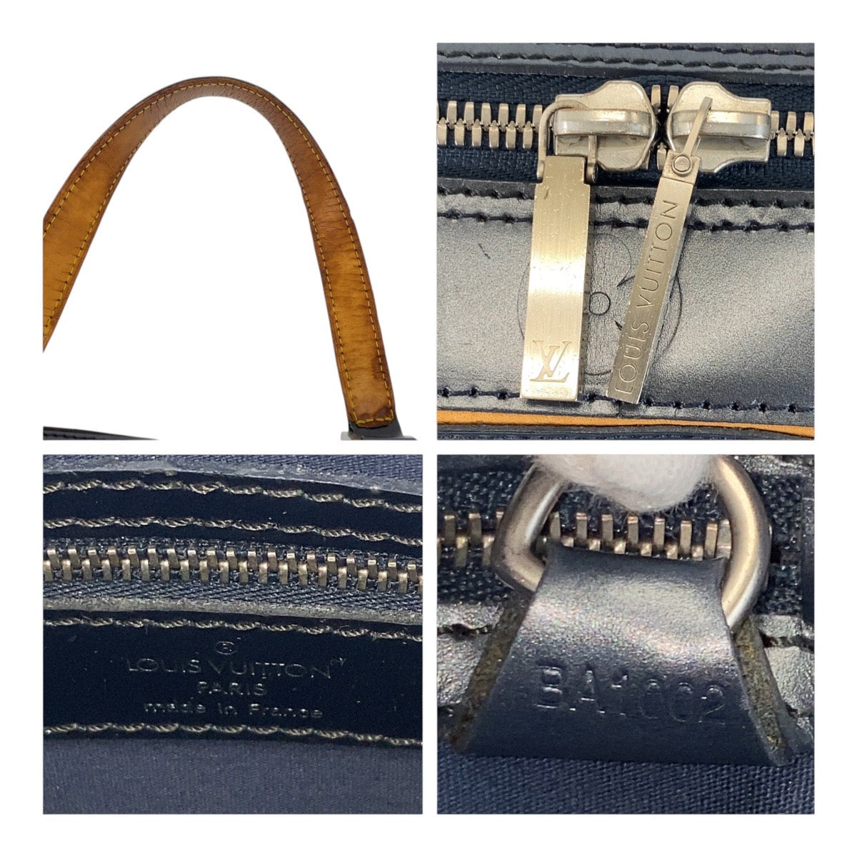 19873
LOUIS VUITTON Monogram Matte Malden Navy Silver Hardware Leather M55132 Business Bag Tote Bag Men's AB38