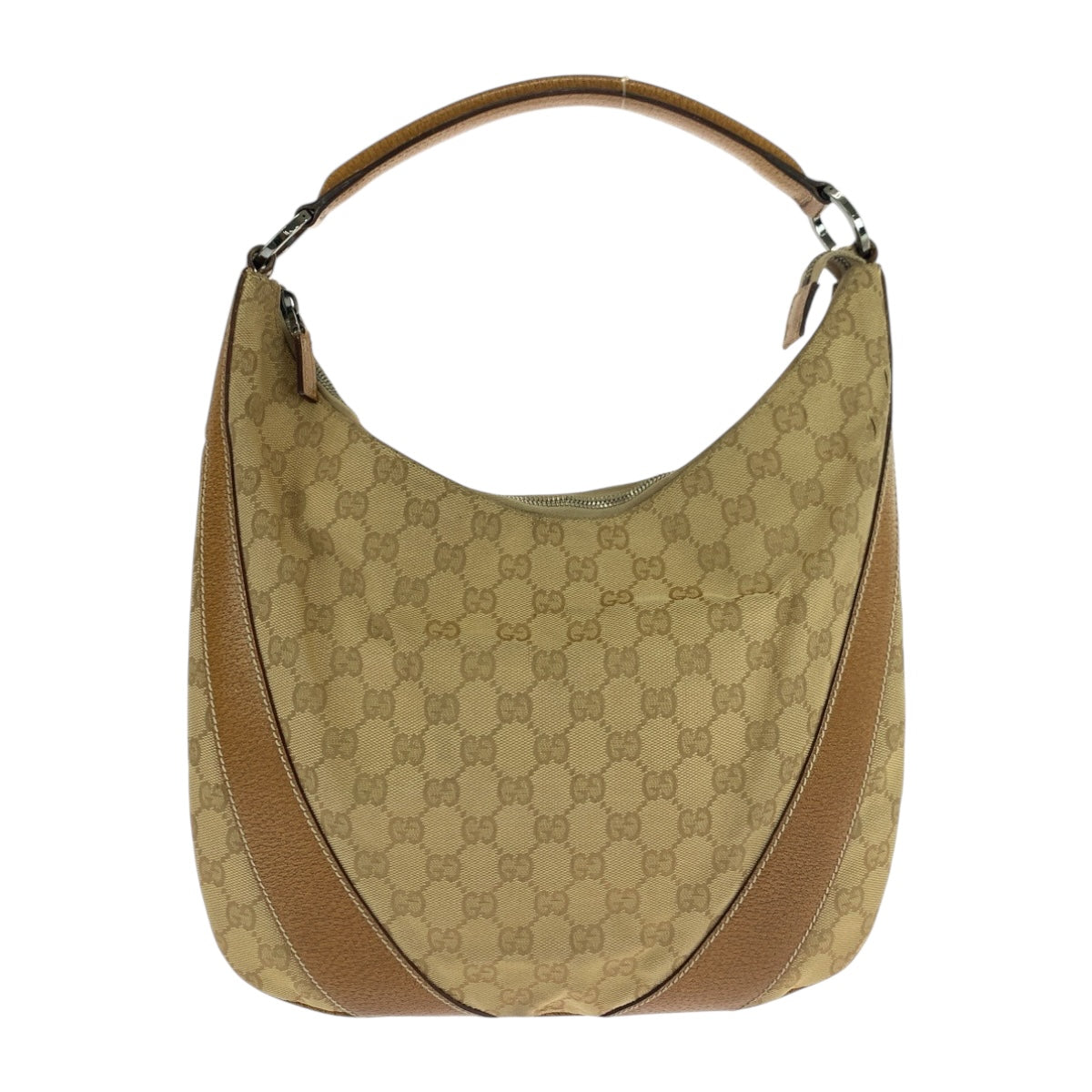 19874
GUCCI Beige Camel Silver Hardware GG Canvas 124357 Shoulder Bag Shoulder Carry Women's AB29