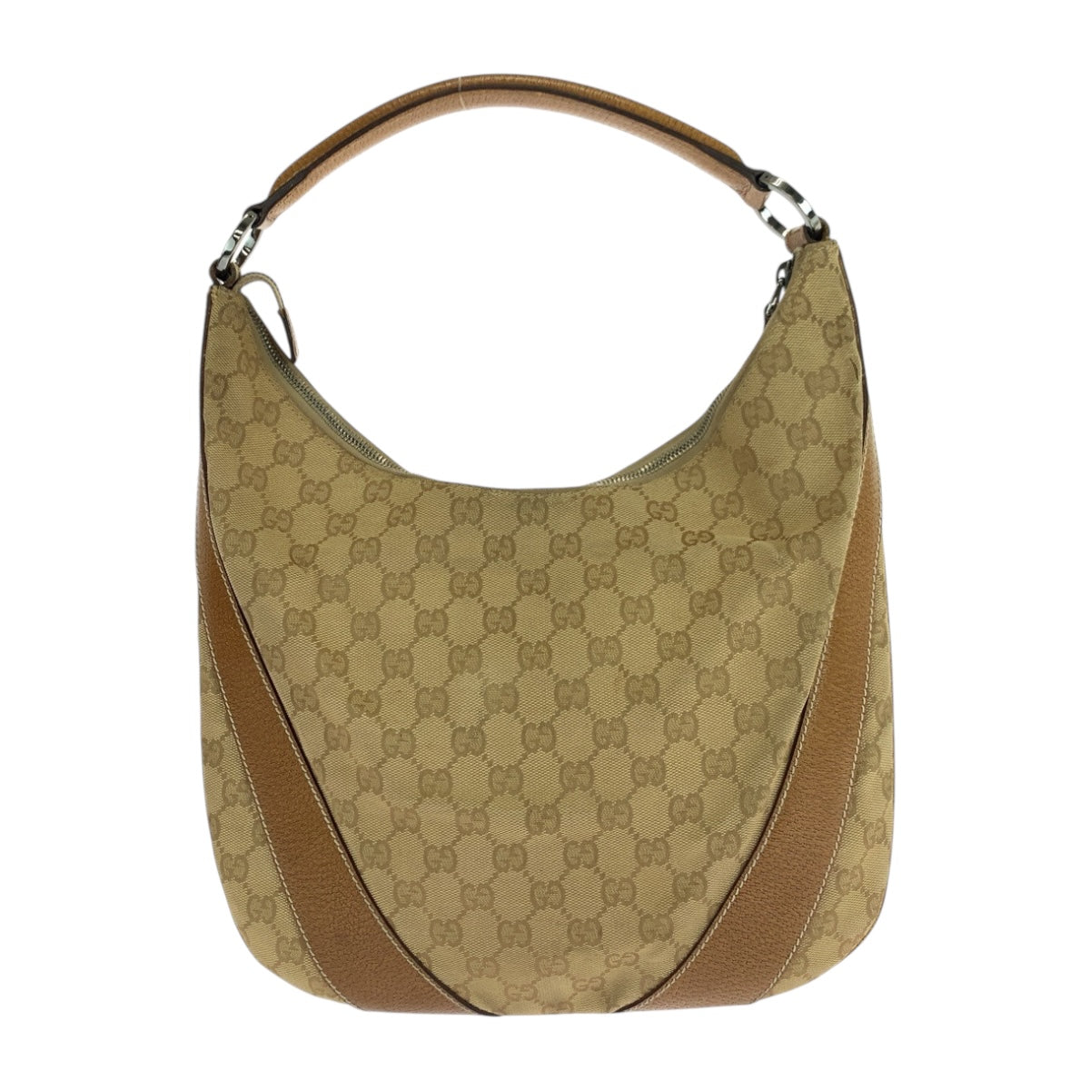 19874
GUCCI Beige Camel Silver Hardware GG Canvas 124357 Shoulder Bag Shoulder Carry Women's AB29