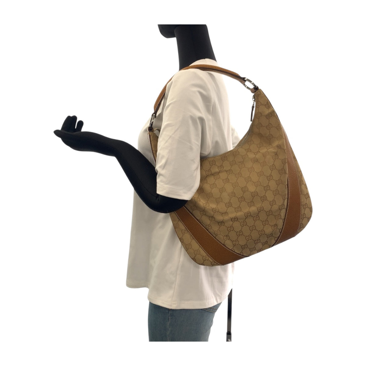 19874
GUCCI Beige Camel Silver Hardware GG Canvas 124357 Shoulder Bag Shoulder Carry Women's AB29