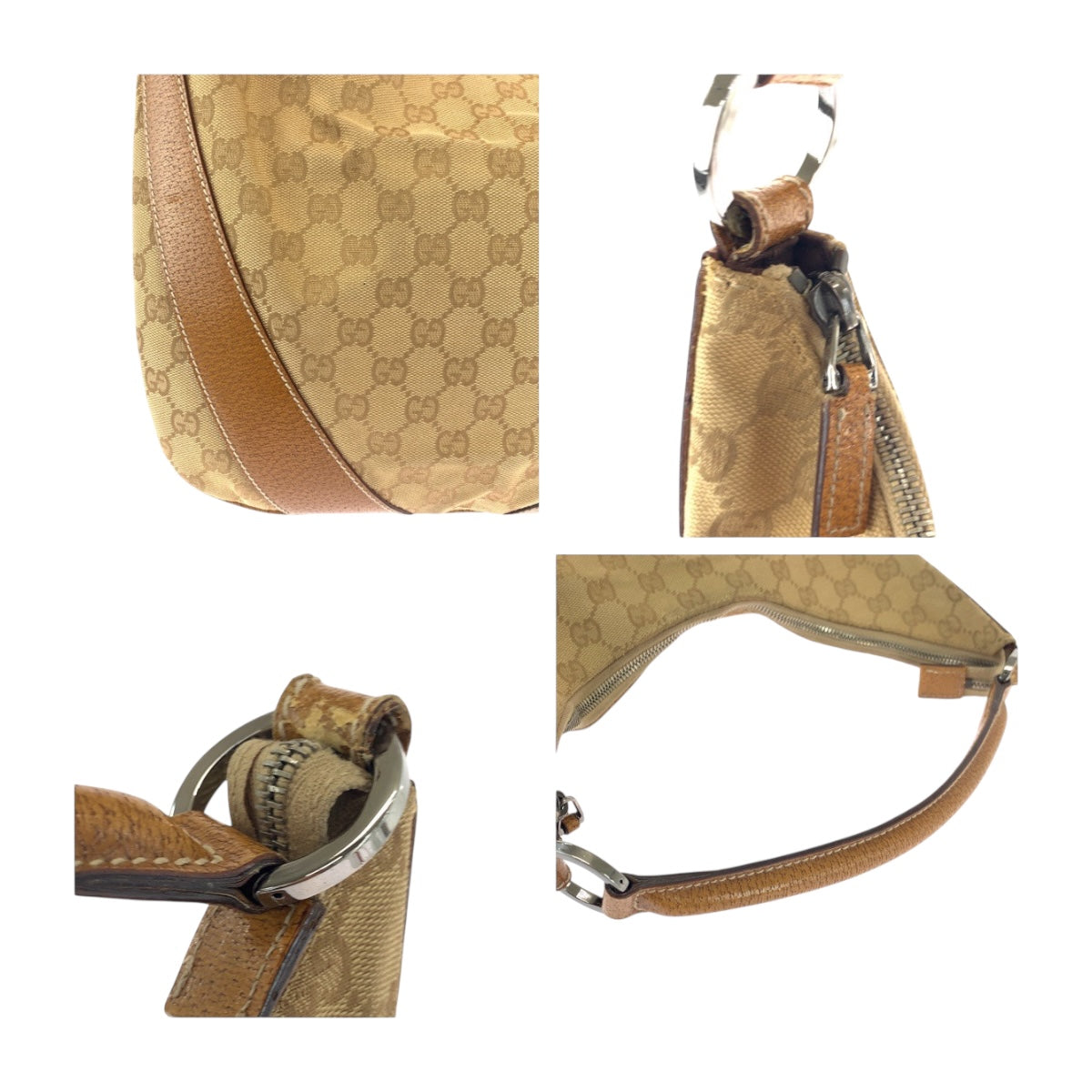 19874
GUCCI Beige Camel Silver Hardware GG Canvas 124357 Shoulder Bag Shoulder Carry Women's AB29