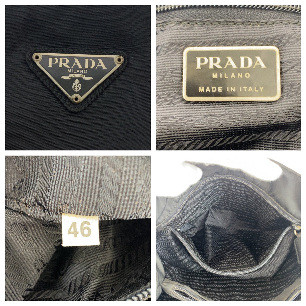 19875
PRADA プラダ テスート 三角ロゴプレート ブラック 黒 シルバー金具 ナイロン トートバッグ ショルダーバッグ レディース AB27