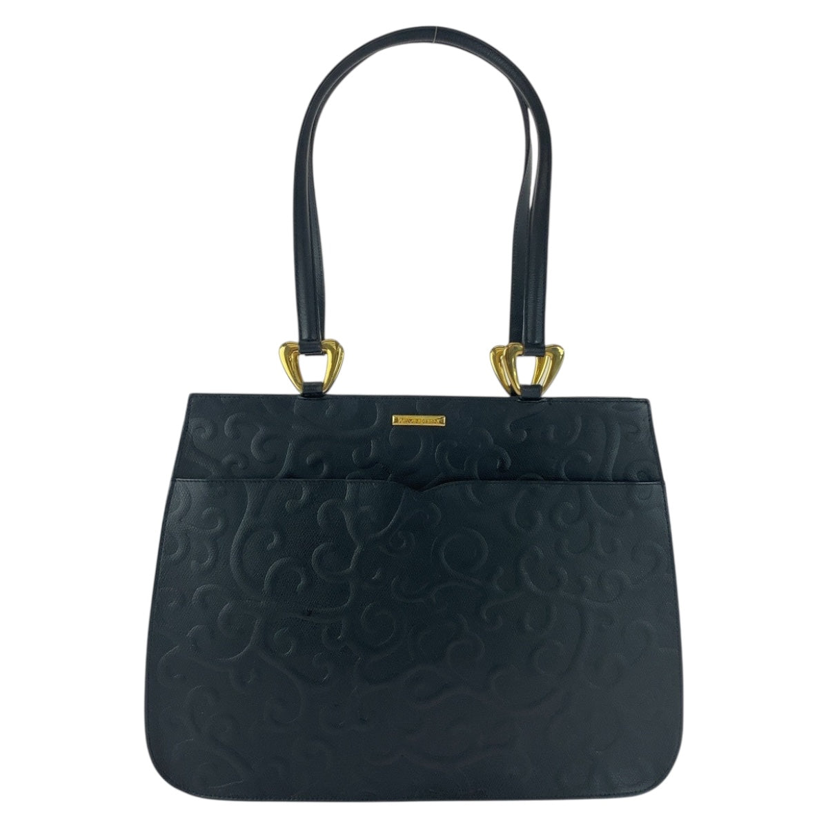 19878
YVES SAINT LAURENT Black Gold Hardware Leather Tote Bag Shoulder Bag Ladies AB