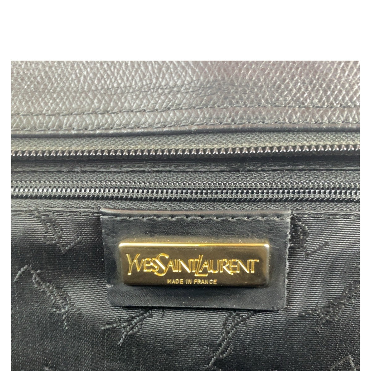19878
YVES SAINT LAURENT Black Gold Hardware Leather Tote Bag Shoulder Bag Ladies AB