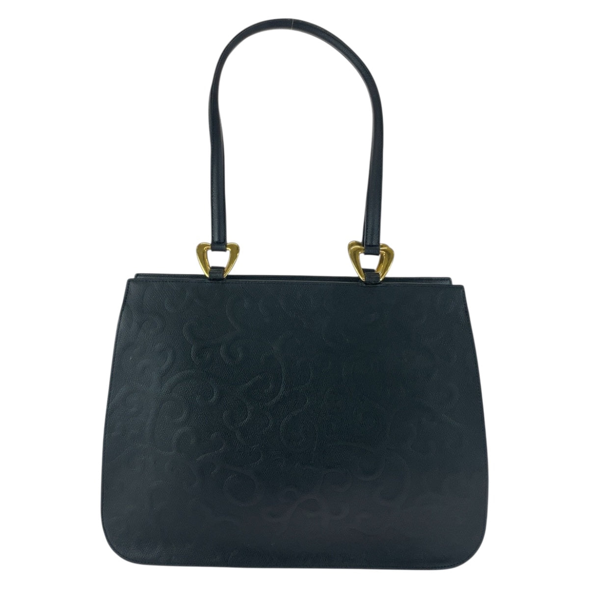 19878
YVES SAINT LAURENT Black Gold Hardware Leather Tote Bag Shoulder Bag Ladies AB