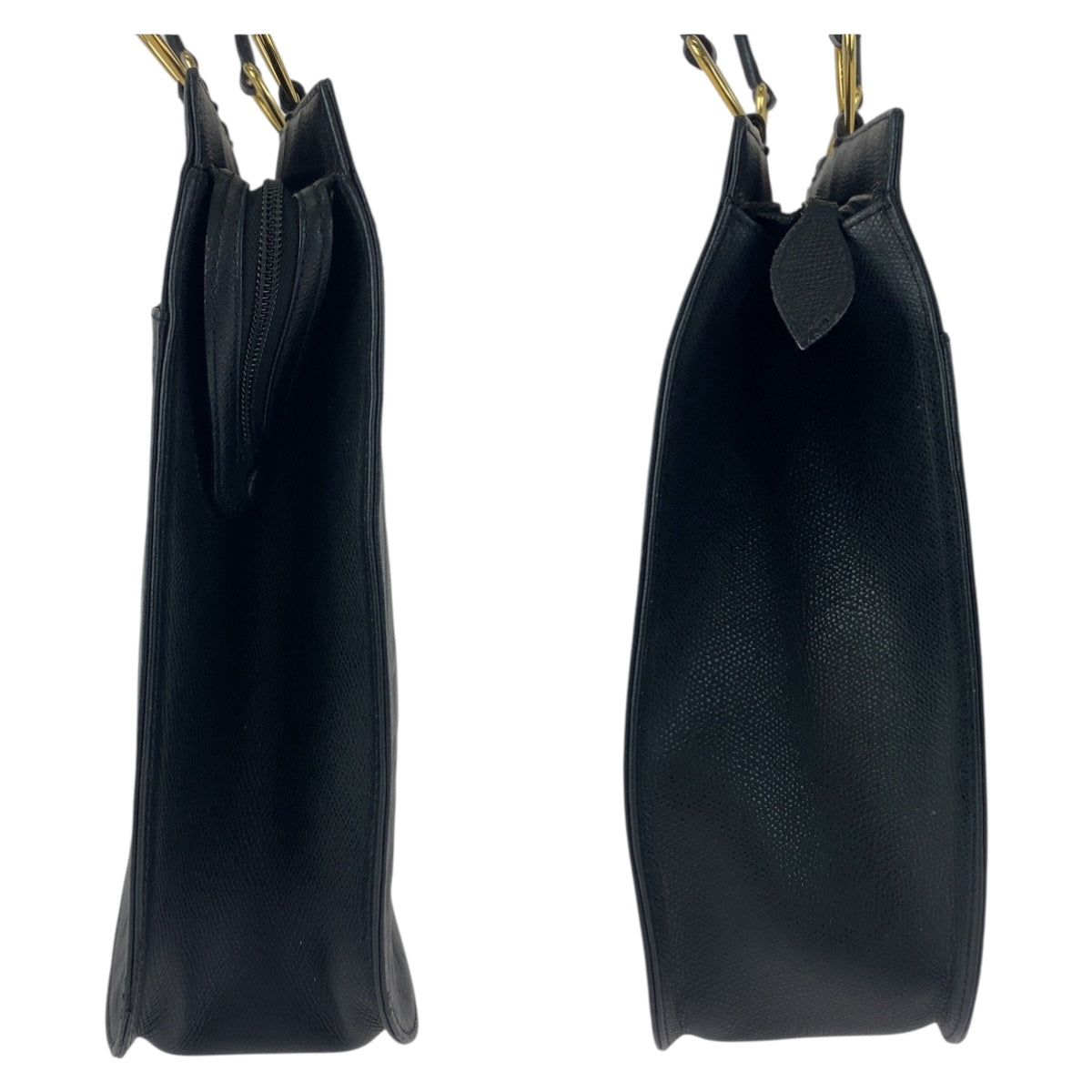 19878
YVES SAINT LAURENT Black Gold Hardware Leather Tote Bag Shoulder Bag Ladies AB