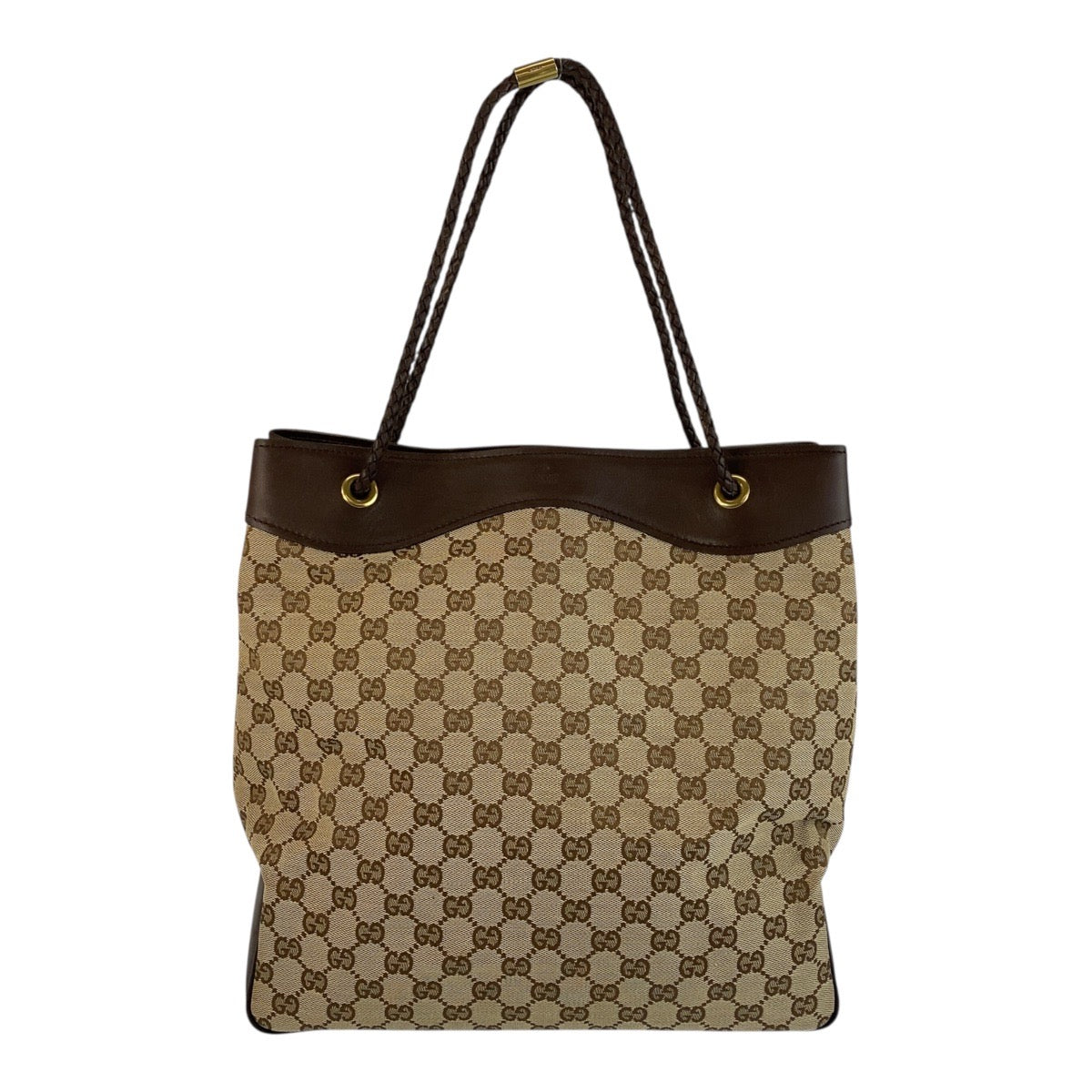 19880
GUCCI Beige Brown Gold Hardware GG Canvas / Leather 109141 Tote Bag Shoulder Bag Ladies AB34