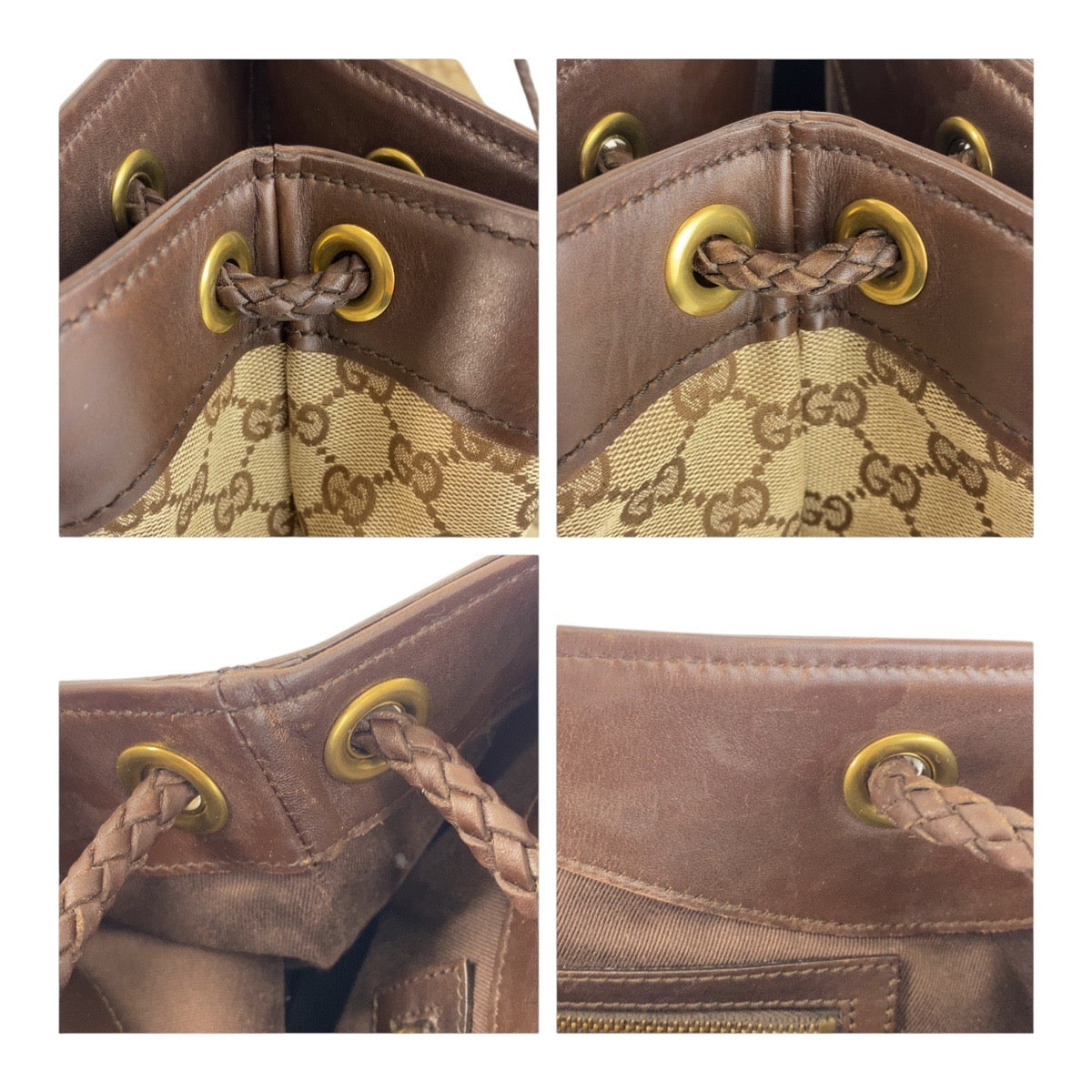 19880
GUCCI Beige Brown Gold Hardware GG Canvas / Leather 109141 Tote Bag Shoulder Bag Ladies AB34