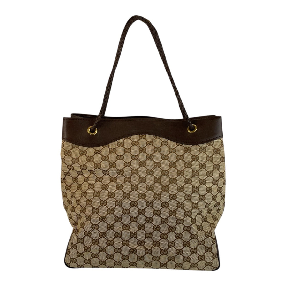 19880
GUCCI Beige Brown Gold Hardware GG Canvas / Leather 109141 Tote Bag Shoulder Bag Ladies AB34