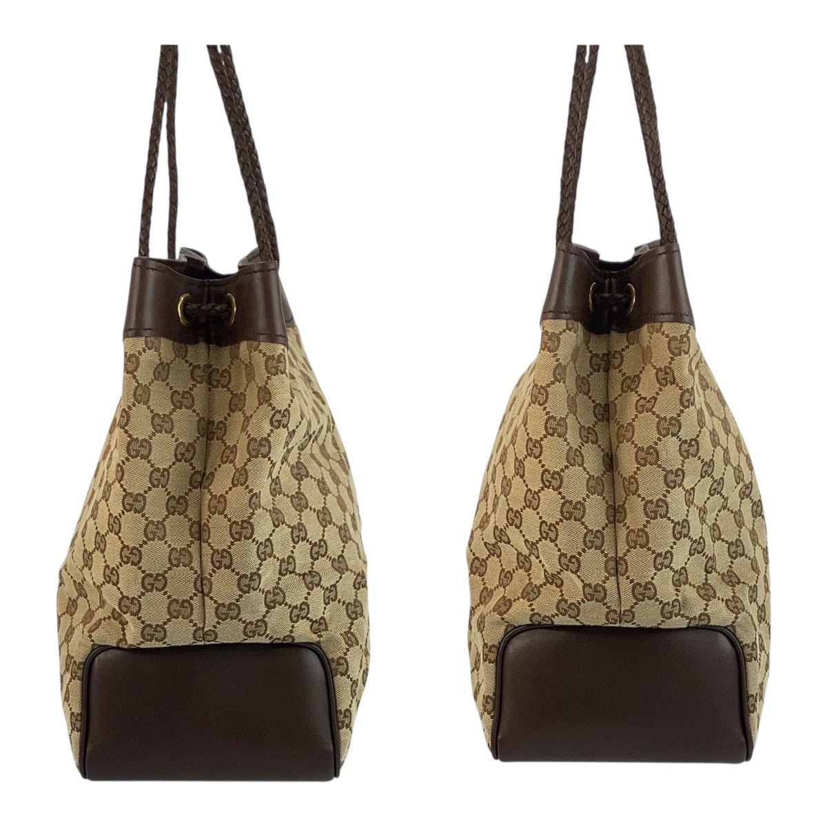 19880
GUCCI Beige Brown Gold Hardware GG Canvas / Leather 109141 Tote Bag Shoulder Bag Ladies AB34