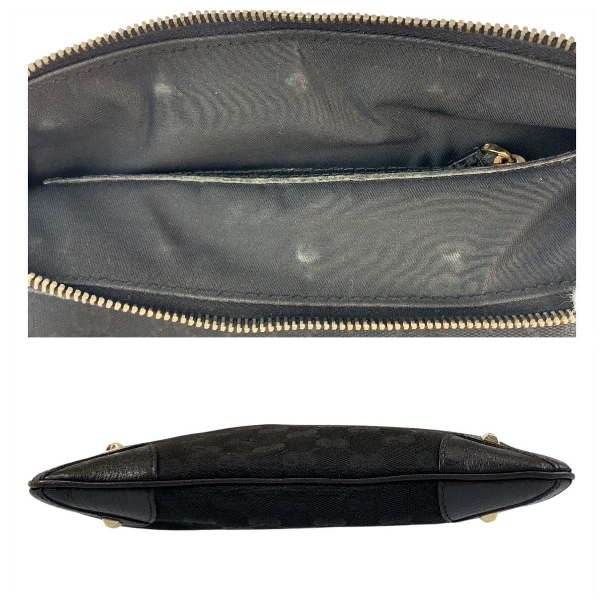 19884
GUCCI グッチ スタッズ ブラック 黒 ゴールド金具 GGキャンバス / レザー 120893 ショルダーバッグ ポシェット レディース AB20