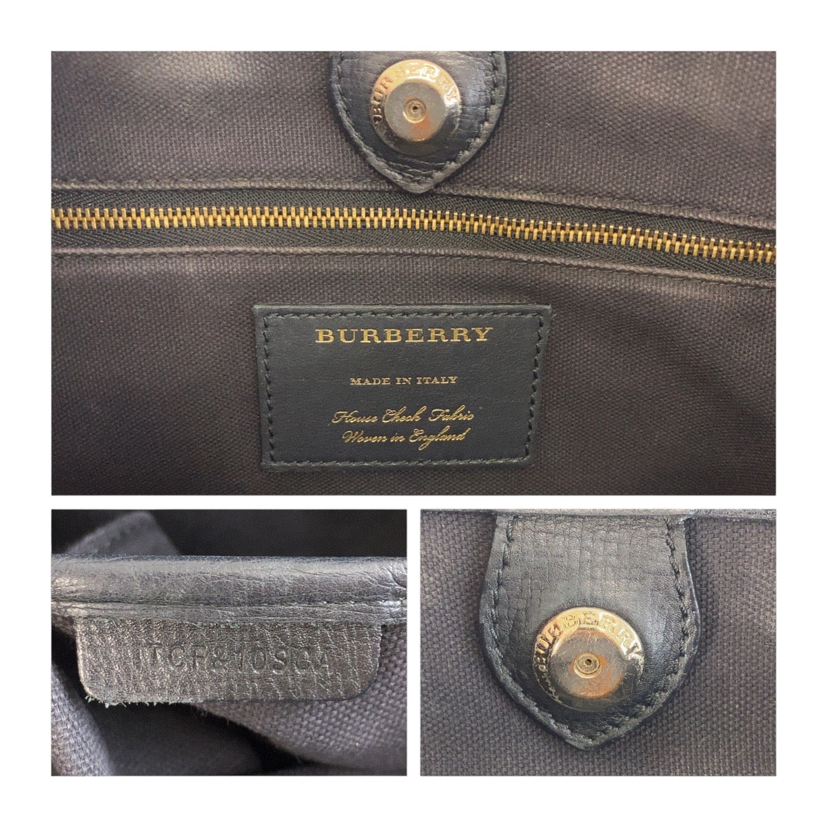 19887
BURBERRY バーバリー ブラック 黒 マルチカラー ゴールド金具 レザー / キャンバス ITCF&10SCA トートバッグ ショルダーバッグ 2WAY レディース AB40