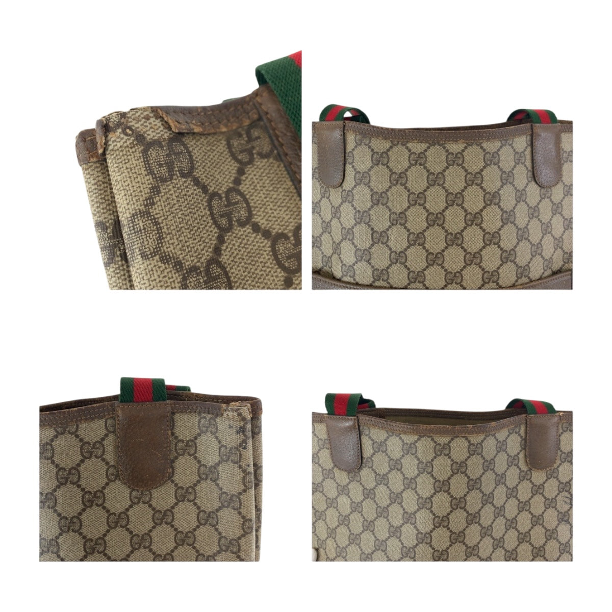 19891
GUCCI Old Gucci Sherry Line Beige Red Green GG Supreme Canvas 39 02 003 Tote Bag Shoulder Bag Ladies AB19