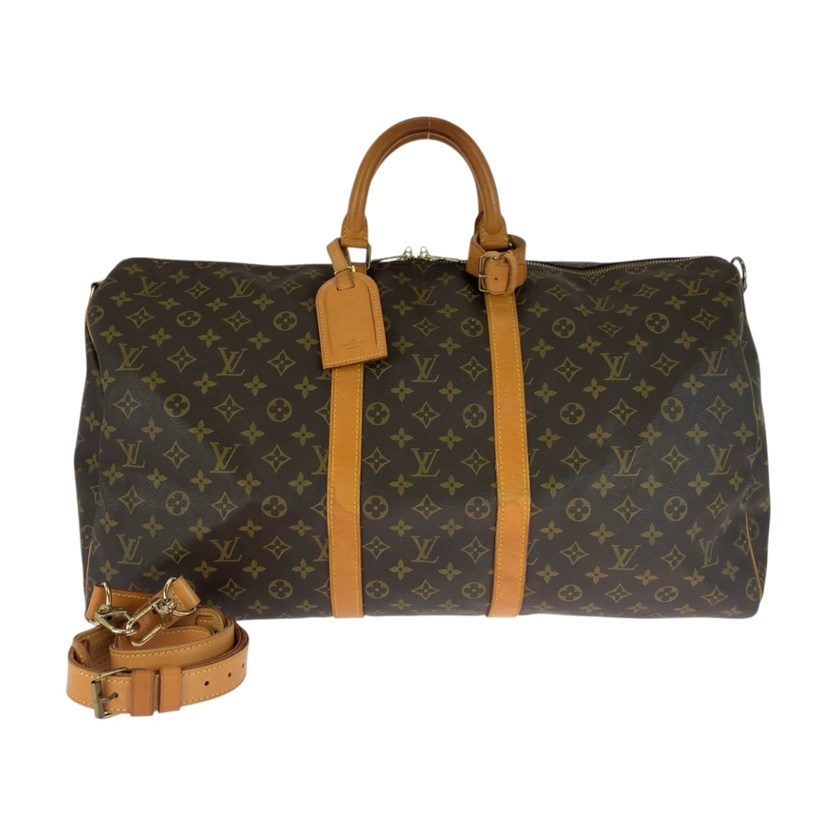 19893
LOUIS VUITTON ルイヴィトン モノグラム キーポル バンドリエール 55 ブラウン ゴールド金具 PVC M41414 ボストンバッグ ショルダーバッグ メンズ AB75