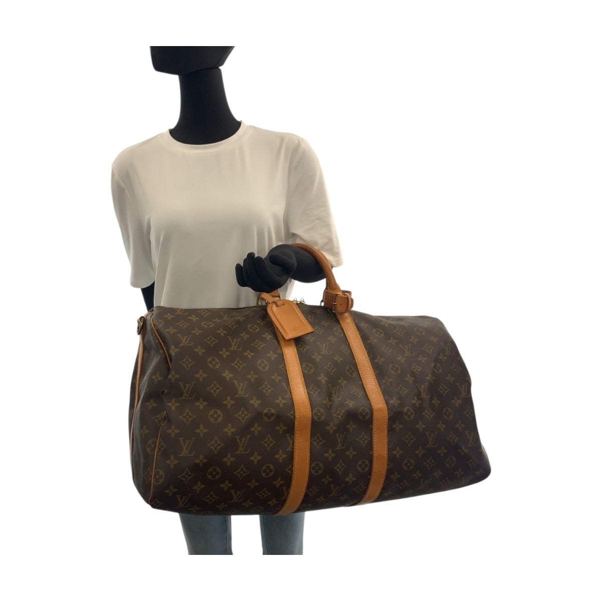 19893
LOUIS VUITTON ルイヴィトン モノグラム キーポル バンドリエール 55 ブラウン ゴールド金具 PVC M41414 ボストンバッグ ショルダーバッグ メンズ AB75