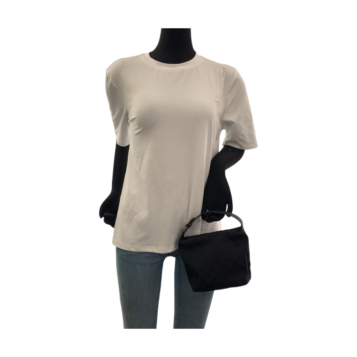 19896
GUCCI Black Silver Hardware GG Canvas 039 1147 Handbag Accessory Pouch Women's A41