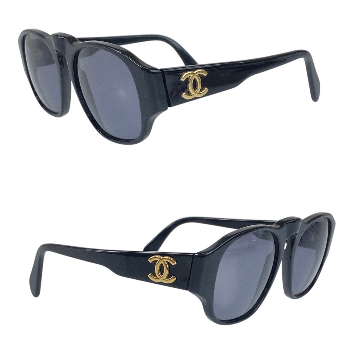 19908
CHANEL シャネル ヴィンテージ ココマーク ブラック ゴールド金具 プラスチック 0006 10 サングラス 男女兼用 ウェリントン レディース ABP20