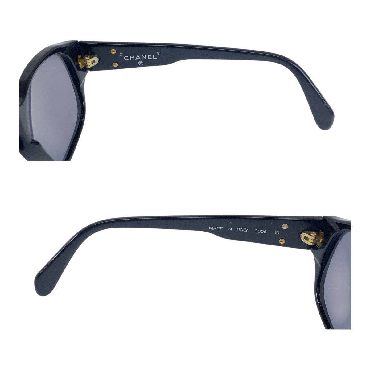 19908
CHANEL シャネル ヴィンテージ ココマーク ブラック ゴールド金具 プラスチック 0006 10 サングラス 男女兼用 ウェリントン レディース ABP20