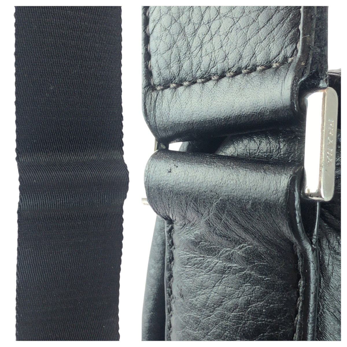 19911
PRADA プラダ ヴィッテロ 三角ロゴプレート 男女兼用 ブラック シルバー金具 PVC ショルダーバッグ ポシェット メンズ AB50