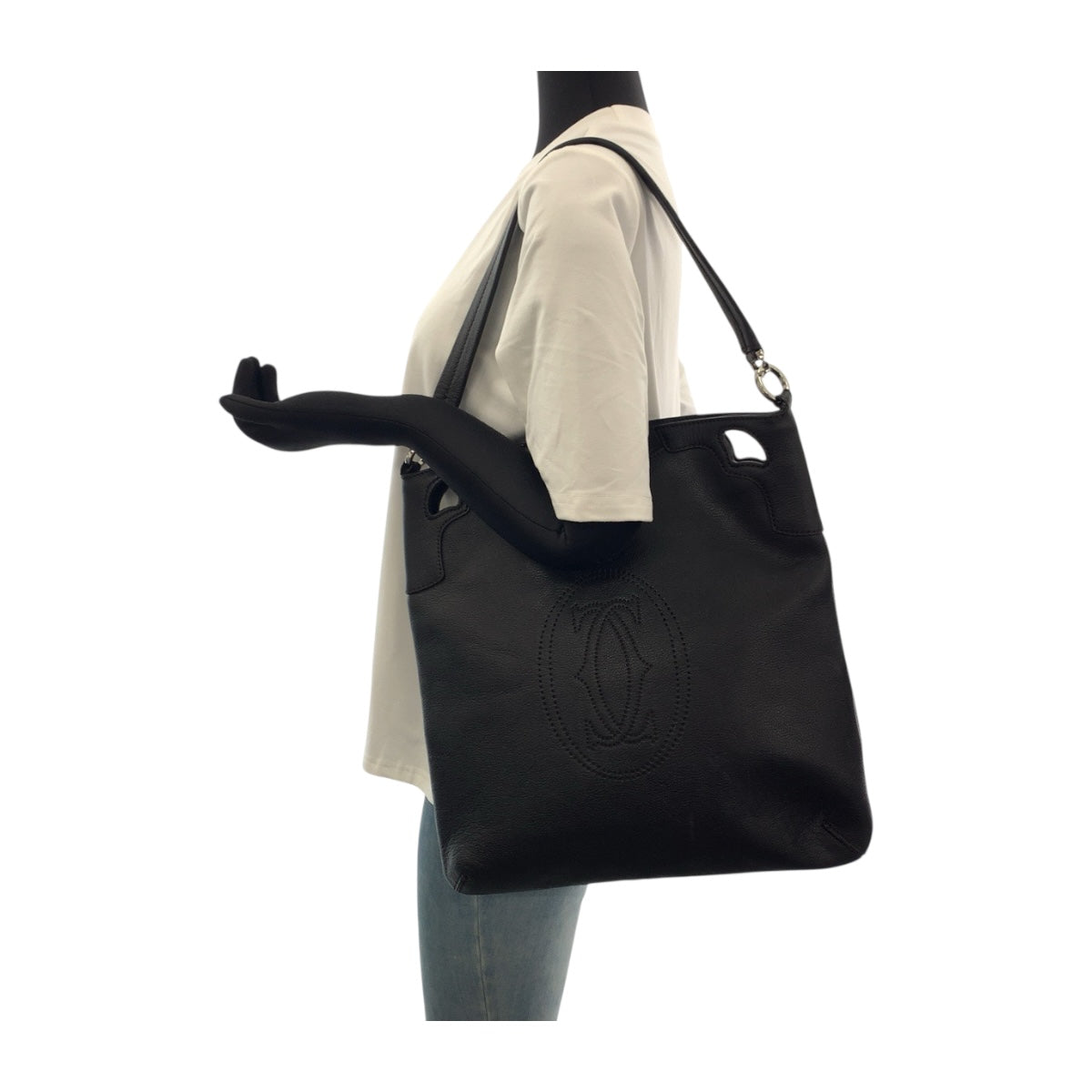19912
CARTIER カルティエ マルチェロ ブラック 黒 シルバー金具 レザー ショルダーバッグ 2way レディース ABP48