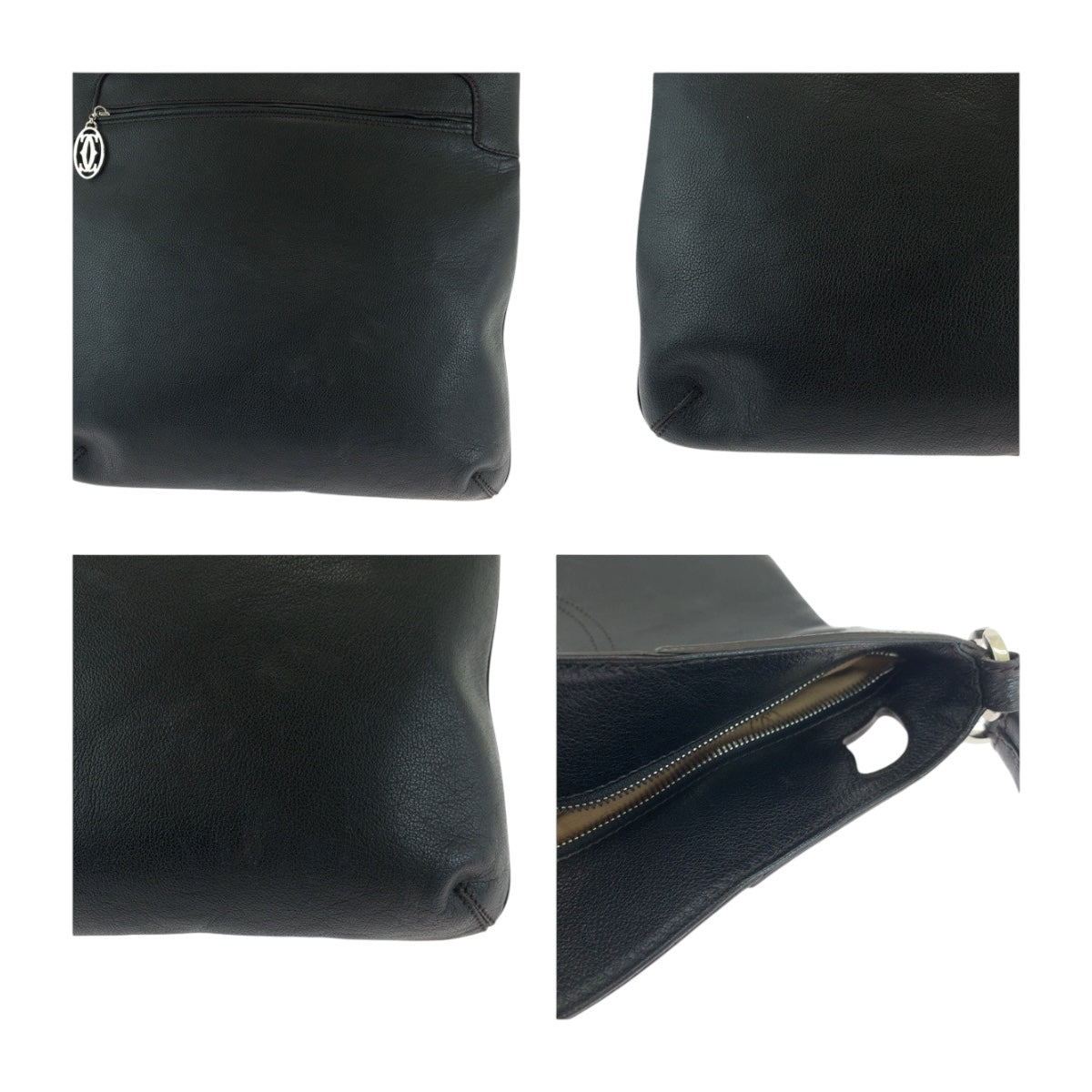 19912
CARTIER カルティエ マルチェロ ブラック 黒 シルバー金具 レザー ショルダーバッグ 2way レディース ABP48