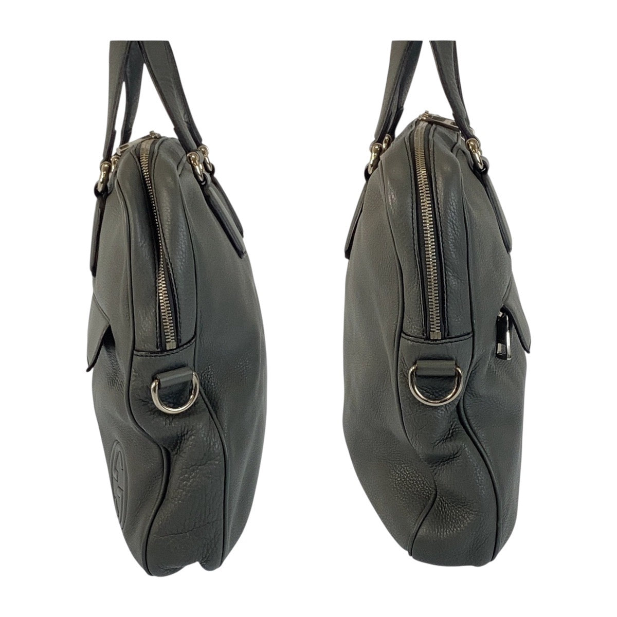 19913
GUCCI Soho Gray Silver Hardware Leather 322057 Business Bag Shoulder Bag Briefcase 2WAY Men's AB59