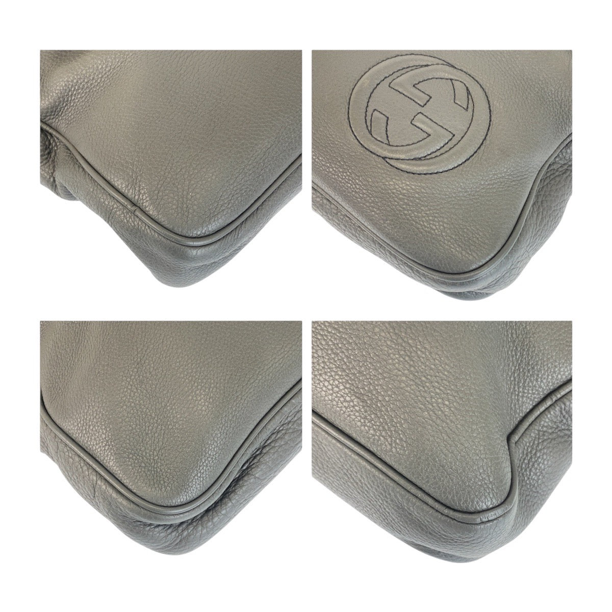 19913
GUCCI Soho Gray Silver Hardware Leather 322057 Business Bag Shoulder Bag Briefcase 2WAY Men's AB59