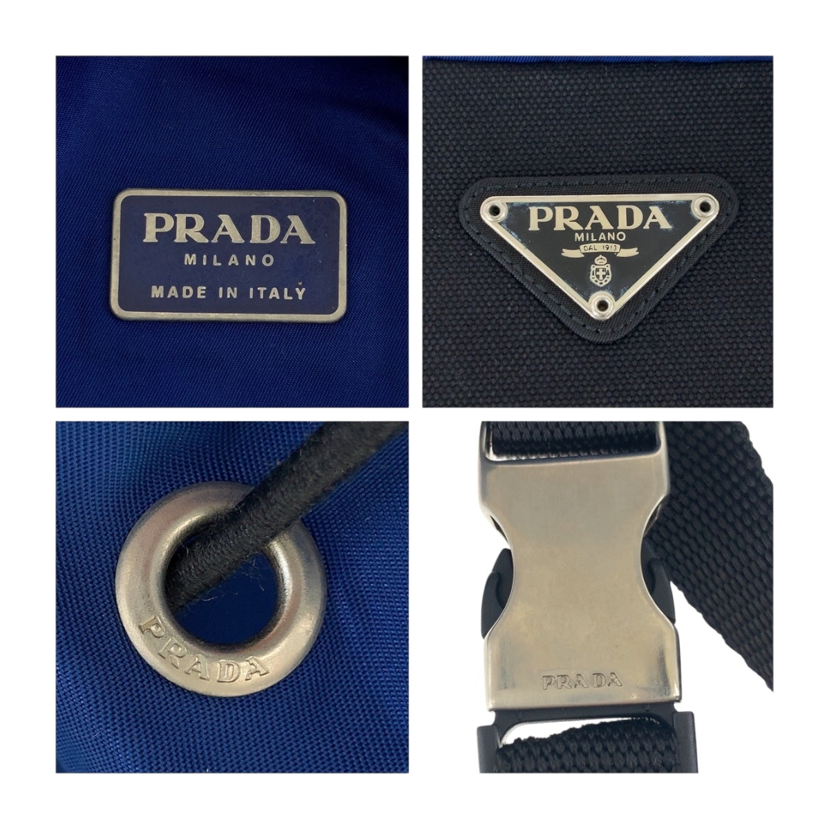 19915
PRADA プラダ テスート 三角ロゴプレート ブルー シルバー金具 ナイロン リュックサック バックパック レディース AB38