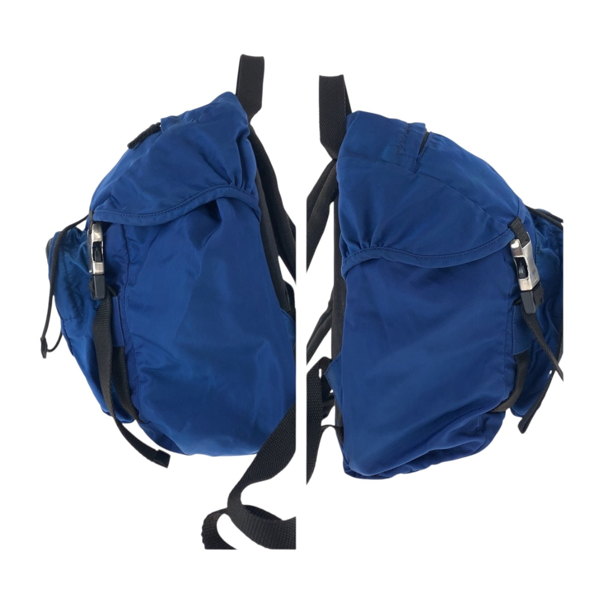 19915
PRADA プラダ テスート 三角ロゴプレート ブルー シルバー金具 ナイロン リュックサック バックパック レディース AB38