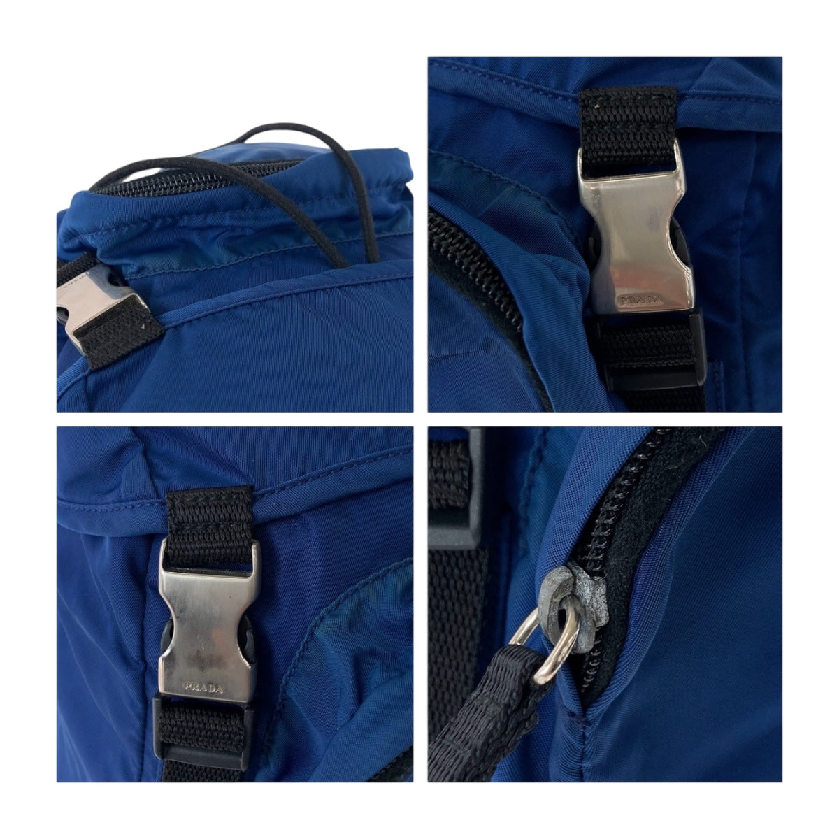 19915
PRADA プラダ テスート 三角ロゴプレート ブルー シルバー金具 ナイロン リュックサック バックパック レディース AB38